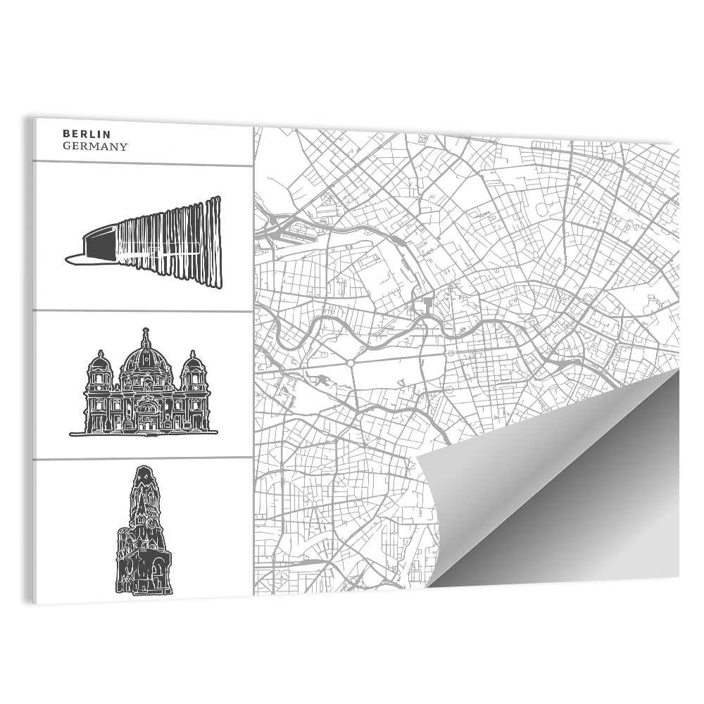 Berlin Map Line Wall Art