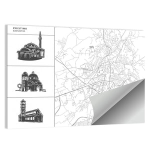 Pristina City Map Wall Art