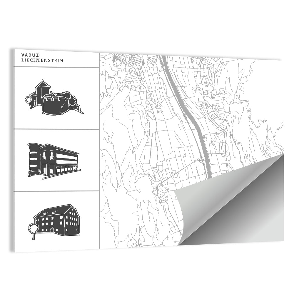 Vaduz Map with Castle Wall Art