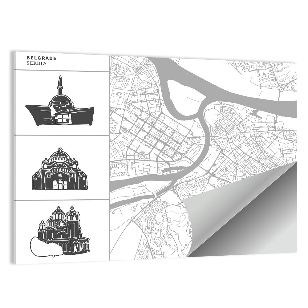 Belgrade Riverfront Map Wall Art