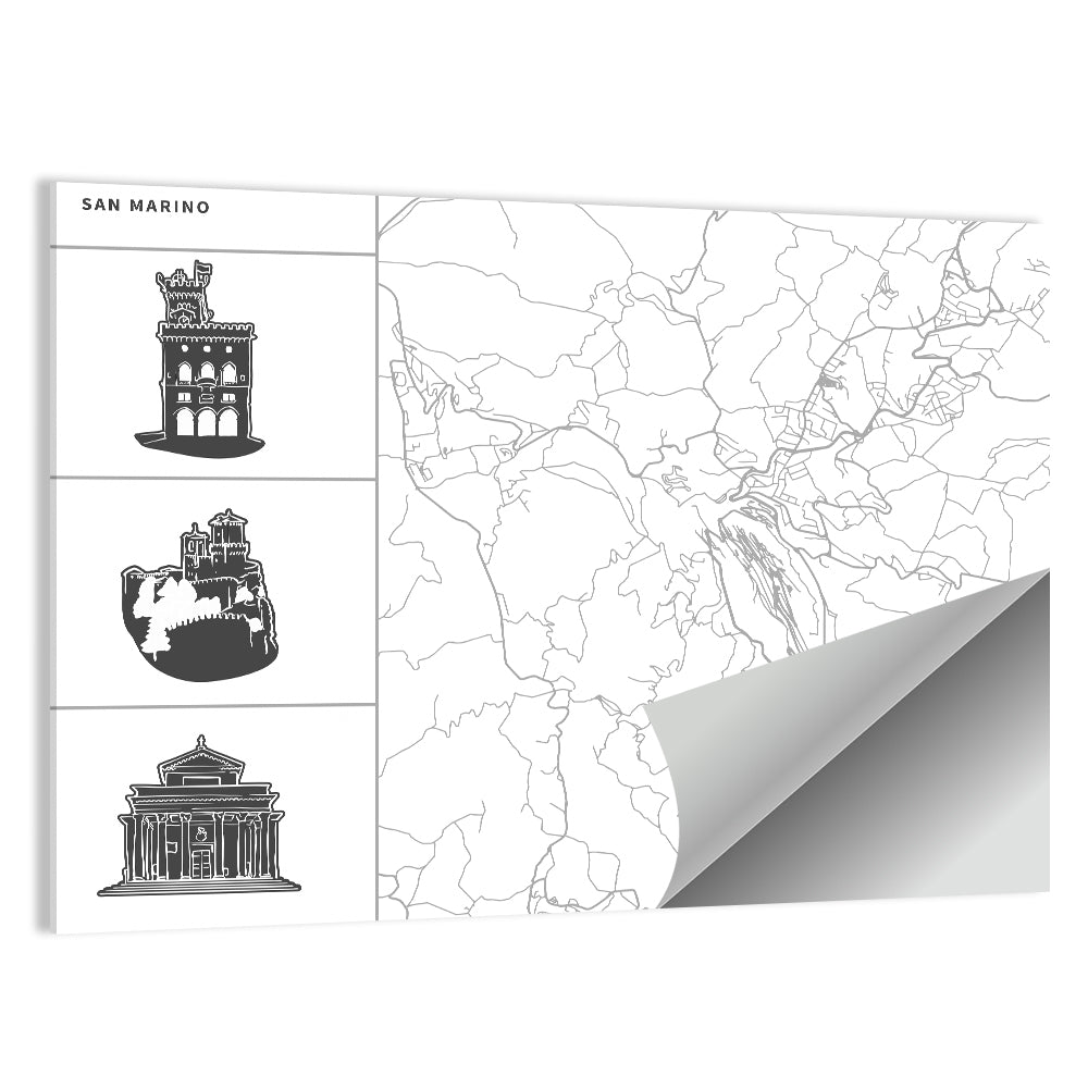San Marino Map with Three Towers Wall Art