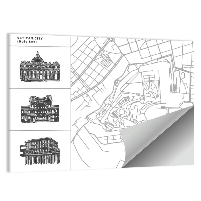 Vatican City Line Map Wall Art as a poster print
