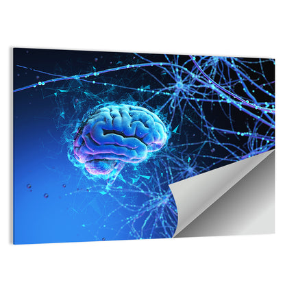 Blue 3d Neural Brain Wall Art
