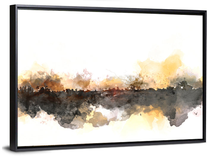 Sunset Treeline Watercolor Iii Wall Art as a framed canvas