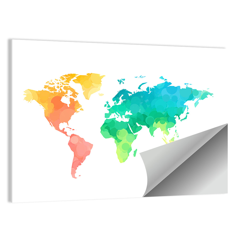 Polka Dot World Map Pattern Wall Art
