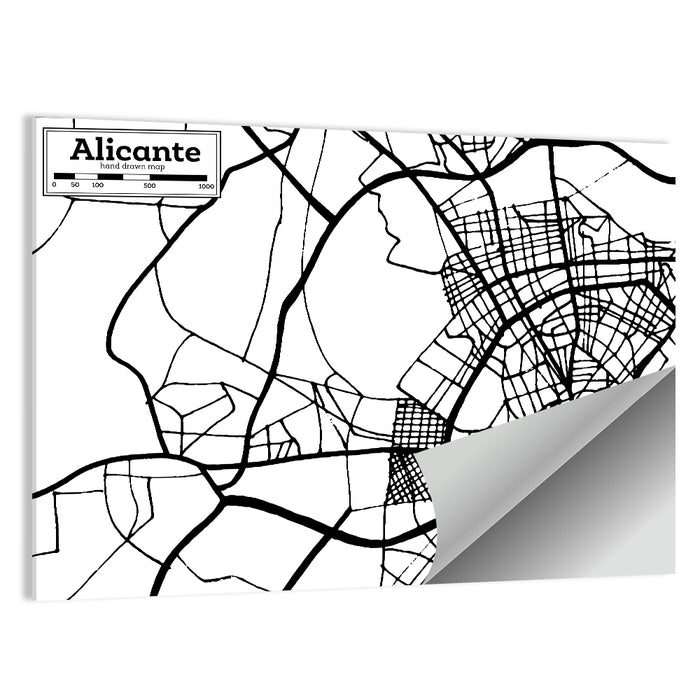 Alicante City Plan Wall Art as a poster print