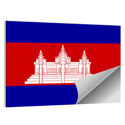 Cambodia Flag with Angkor Wat Emblem Wall Art