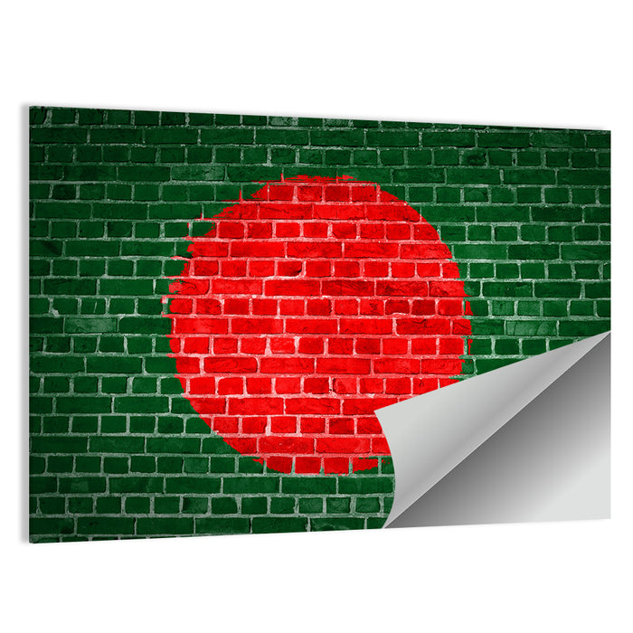 Bangladesh Flag on Brick Wall Art as a poster print