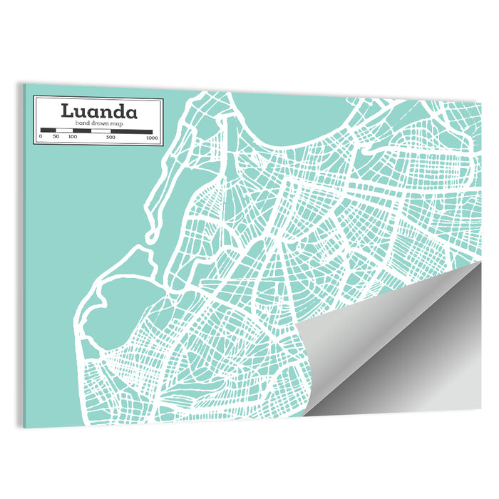 Luanda Hand-drawn City Map Wall Art as a poster print