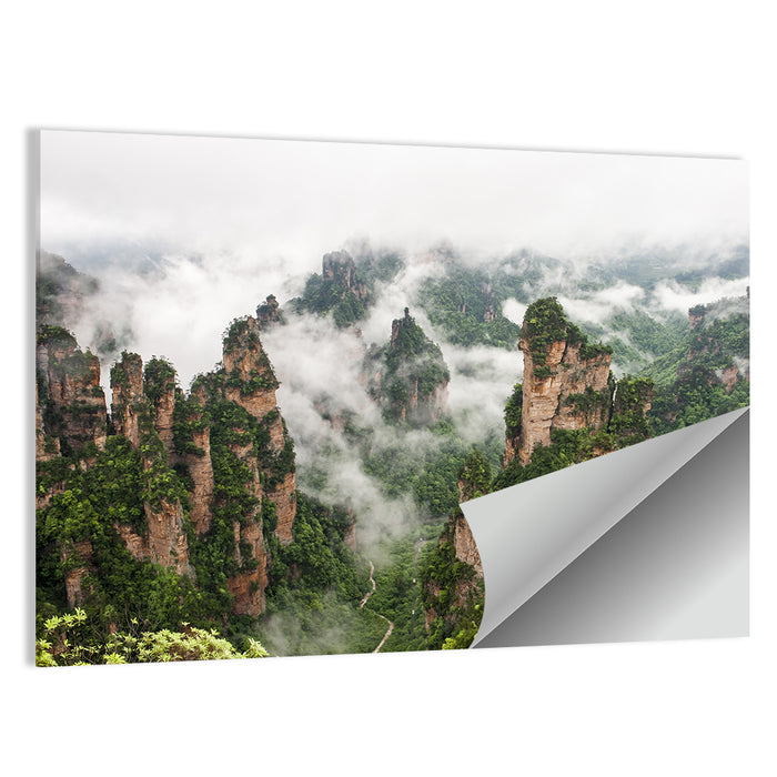 Foggy Zhangjiajie Peaks Wall Art as a poster print