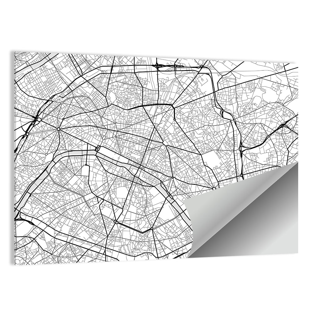 Paris Street Grid Map Wall Art