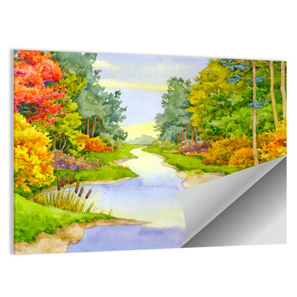 Autumn Forest Creek Wall Art