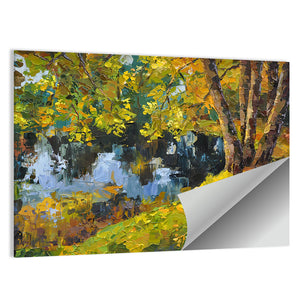 Sunny Autumn Day On Lake Wall Art