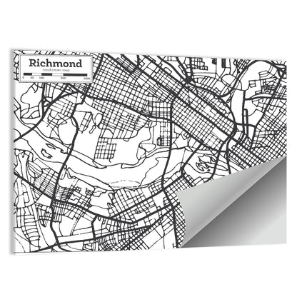 Richmond City Grid Map Wall Art