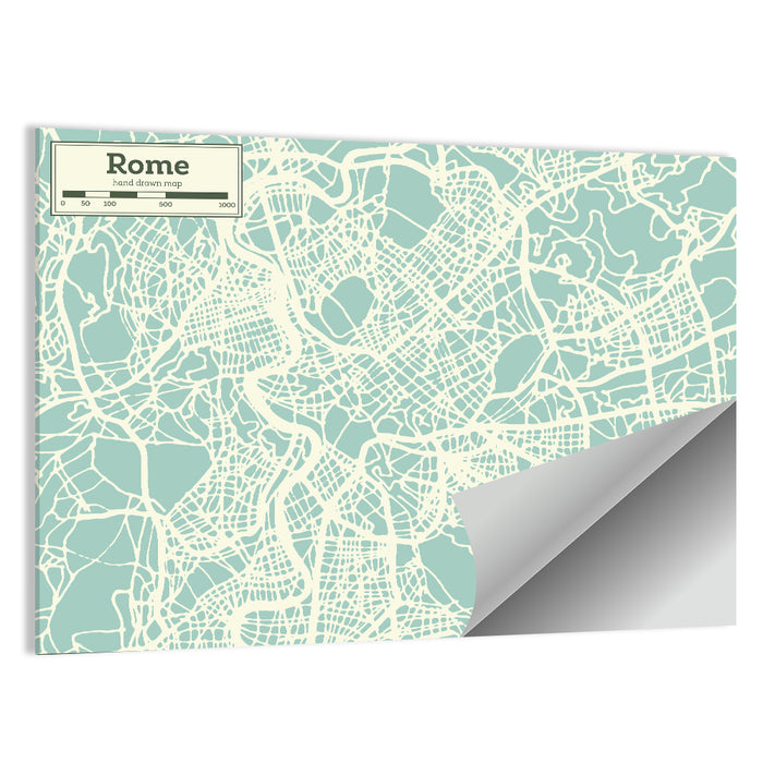 Minimalist Rome Map Wall Art as a poster print
