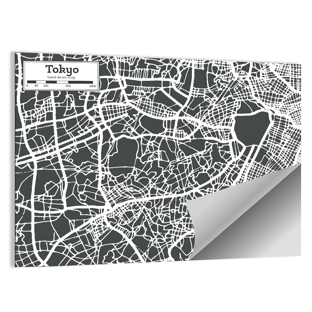Tokyo City Map Wall Art