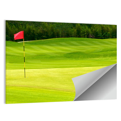 Red Golf Flag on the Green Wall Art