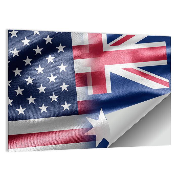 American and Australian Flag Composite Wall Art as a poster print