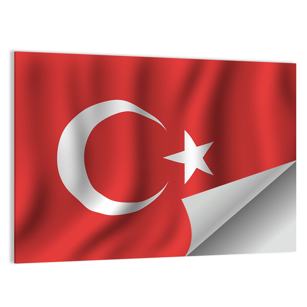 Turkish Flag with Wavy Texture Wall Art