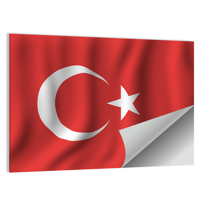 Turkish Flag with Wavy Texture Wall Art as a poster print