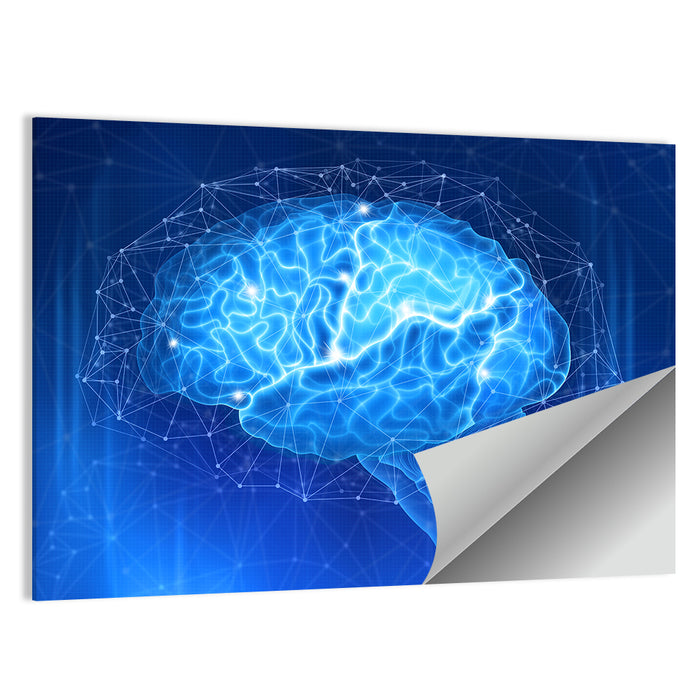 Human Brain Wireframe Close-up Wall Art as a poster print