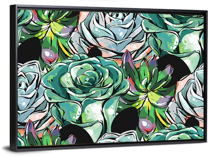 Turquoise Succulent Collage Wall Art