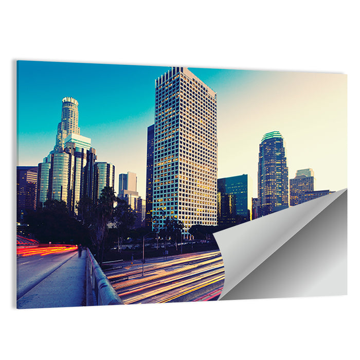 Los Angeles Night Skyline with U.s. Bank Tower Wall Art as a poster print