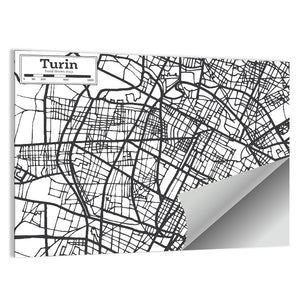 Turin City Map Wall Art