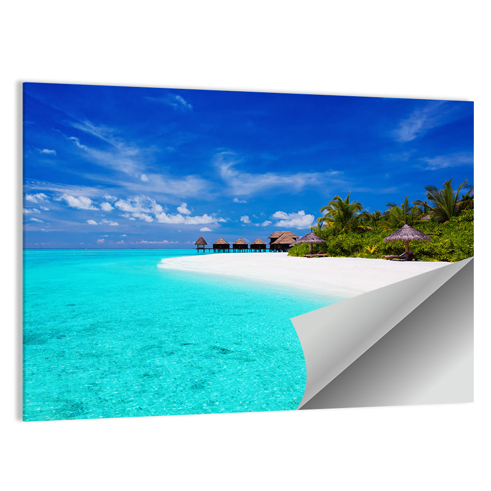 Turquoise Island with Water Bungalows Wall Art