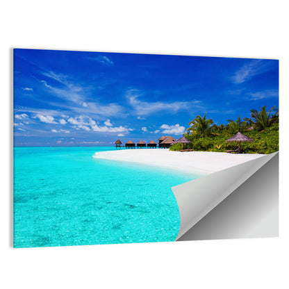 Turquoise Island with Water Bungalows Wall Art