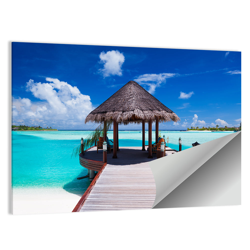 Tropical Jetty with Thatched Gazebo Wall Art