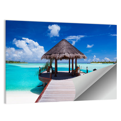 Tropical Jetty with Thatched Gazebo Wall Art
