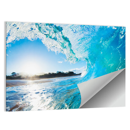 Inside a Breaking Blue Wave Wall Art