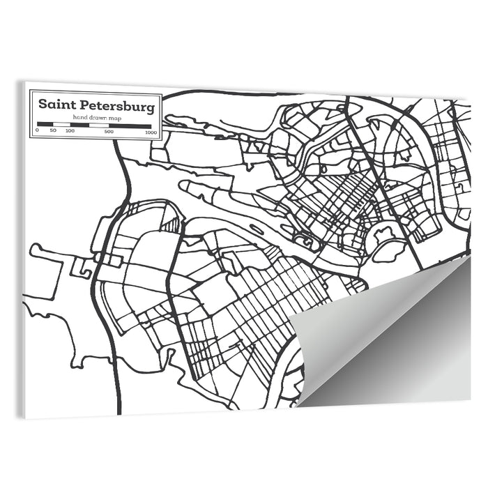 Saint Petersburg Street Plan Wall Art as a poster print