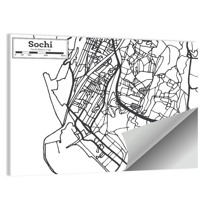 Sochi Street Grid Map Wall Art as a poster print