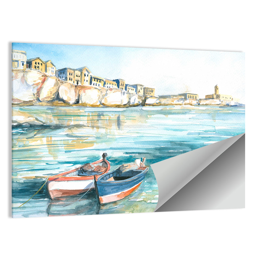 Two Boats Coastal Watercolor Wall Art
