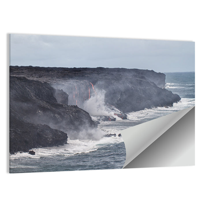 Glowing Lava on Big Island Coast Wall Art as a poster print