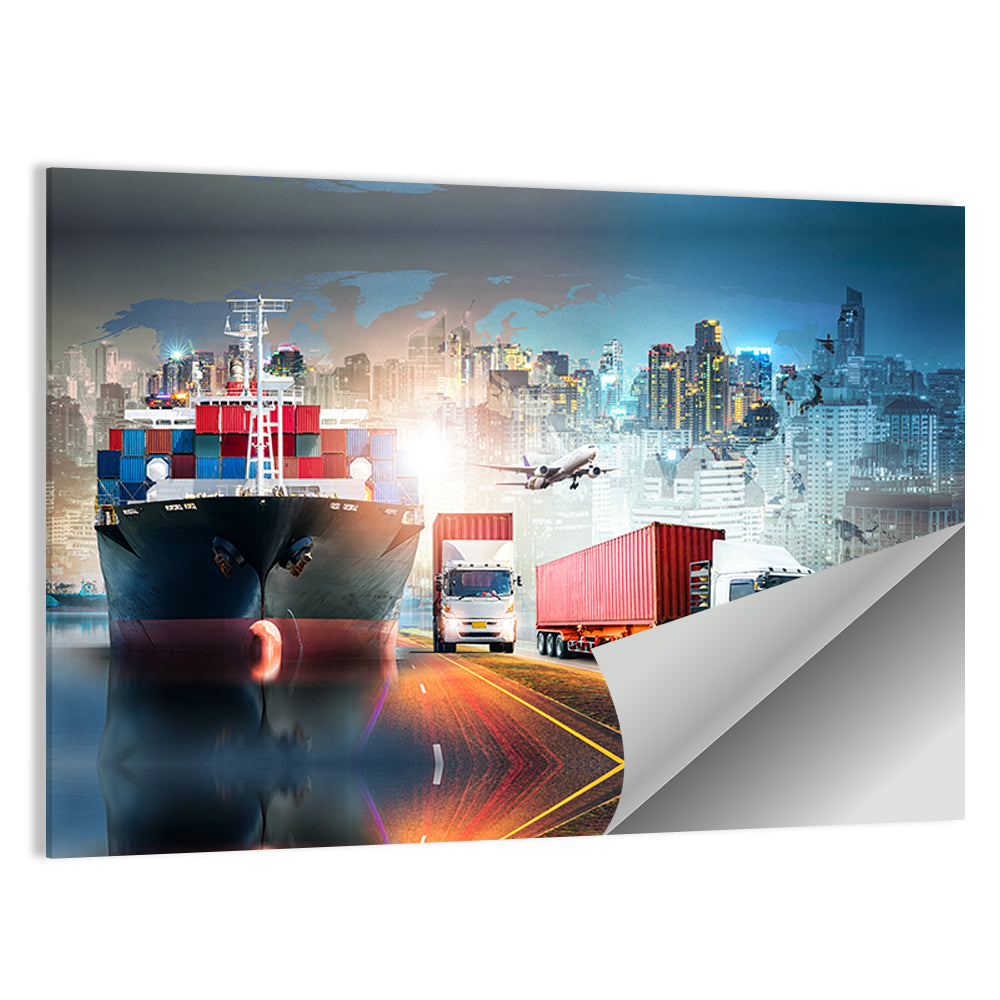 Global Logistics Nightscape Wall Art