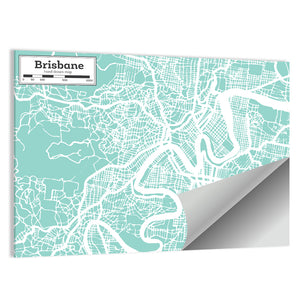 Brisbane City Map Wall Art