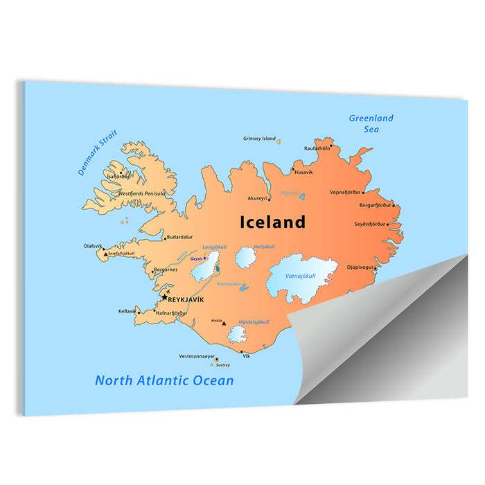 Iceland Map Illustration Wall Art as a poster print