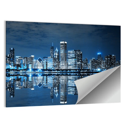 Chicago Skyline at Night Wall Art