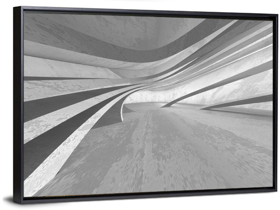 Empty Curved Concrete Hallway Wall Art