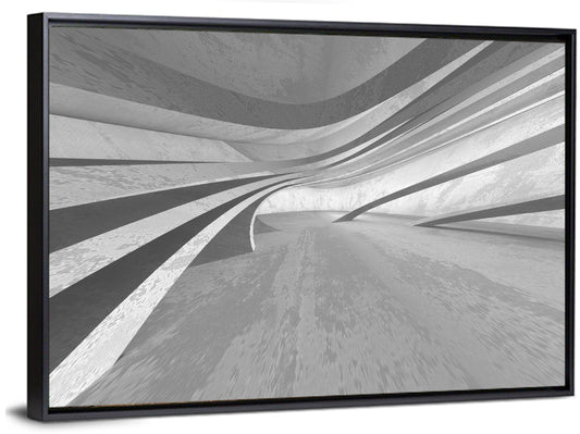 Empty Curved Concrete Hallway Wall Art
