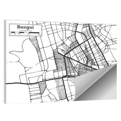 Bangui Street Grid Map Wall Art