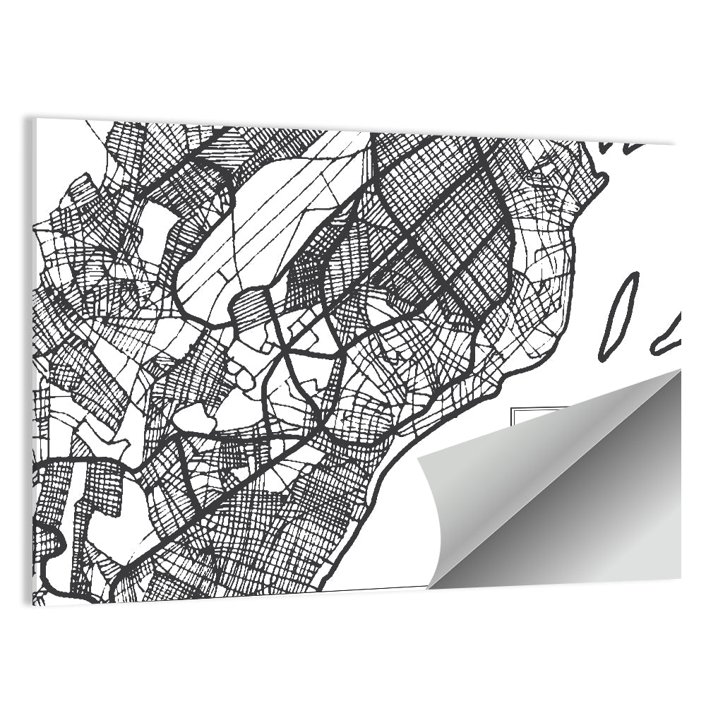 Brazzaville Hand-drawn Map Wall Art