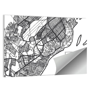 Brazzaville City Map Wall Art