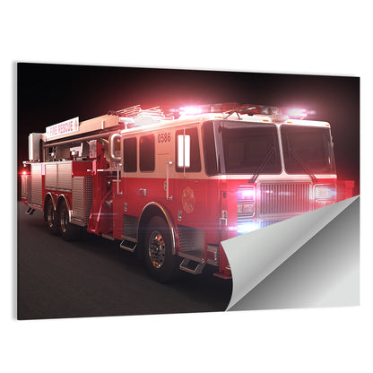 Fire Rescue Truck at Night Wall Art