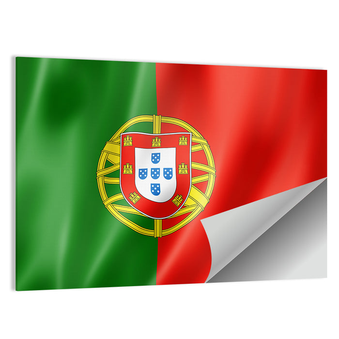 Portuguese Flag with Coat of Arms Wall Art as a poster print