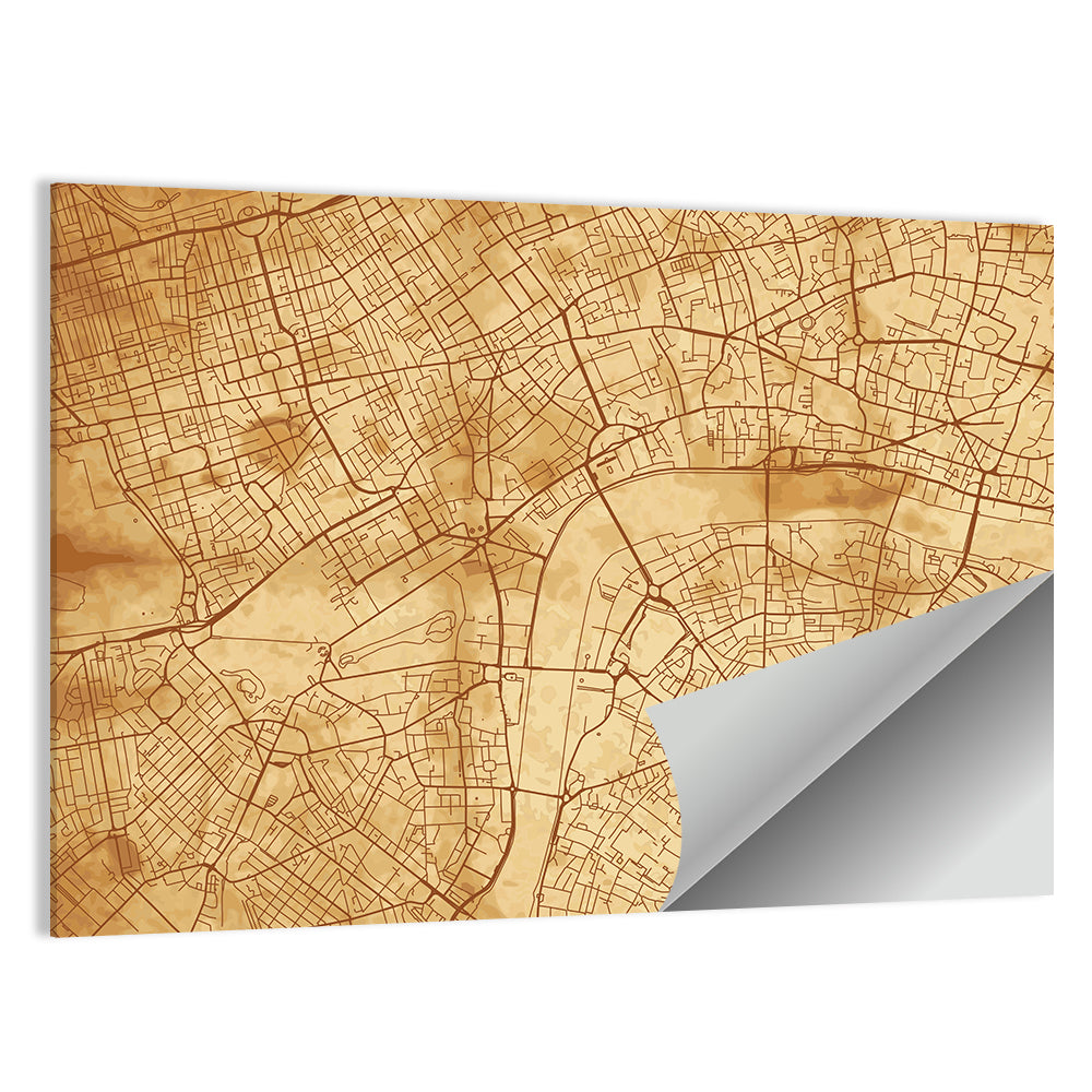 Vintage London City Map Wall Art