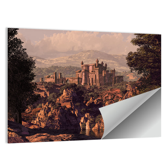 Medieval Castle at Golden Hour Wall Art as a poster print
